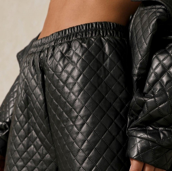Faux Leather Quilted Padded Pants - Picture 5 of 8